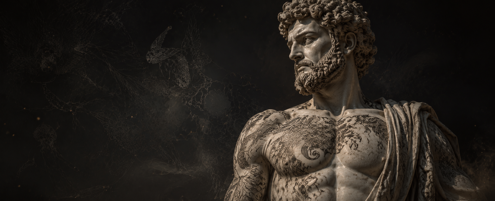 Tattooed marble sculpture digital art