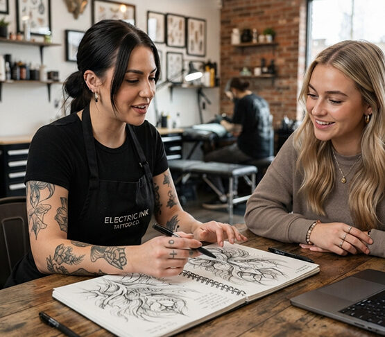How do you start the process for a custom tattoo design in Surrey