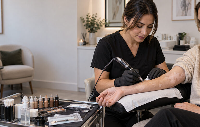 What does the healing process look like for medical skin tattooing
