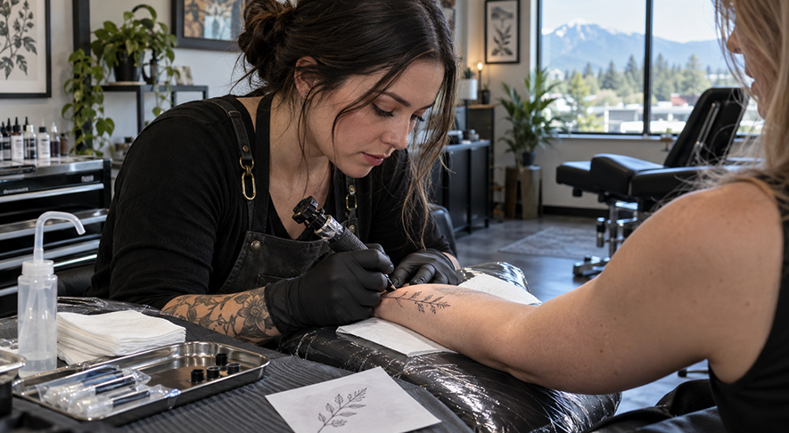 How long does a small fine line tattoo typically take to complete