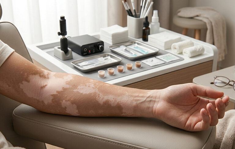 How long does vitiligo skin camouflage last before it needs a touch-up